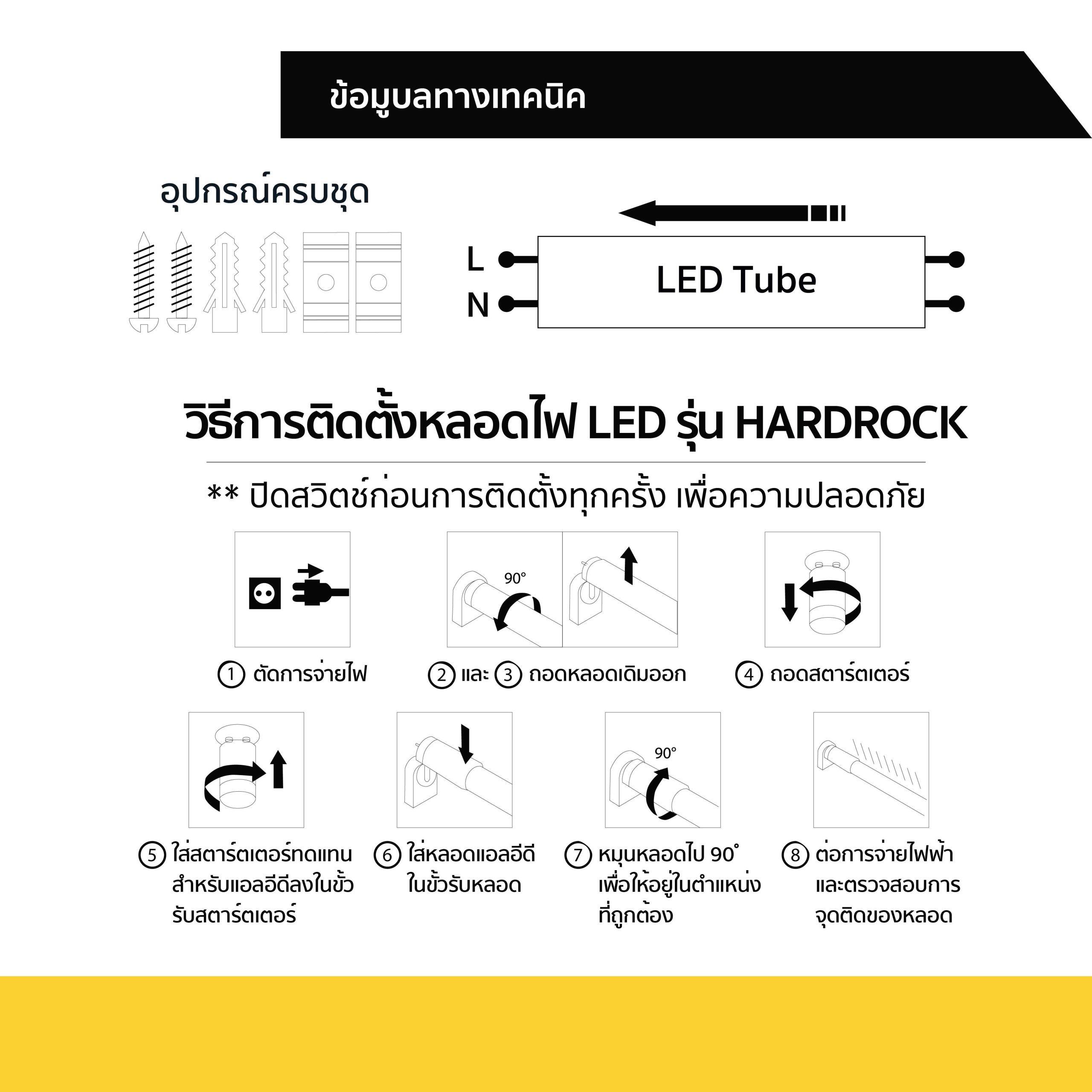 TSP ชุดรางไฟ LED ฟลูเซต T8 Single End รุ่น HARDROCK - Image 2