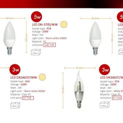 หลอดไฟจำปาขั้ว14LED TSP ราคาส่งราคาถูก
