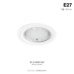 TSP-SL-6-ASW-552 โคมดาวไลท์ ฝังฝ้า กลม 14.8cm. ขอบขาว หน้ากระจก