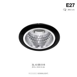 TSP-SL-6-SB-518 โคมดาวไลท์ ฝังฝ้า 3.5″ กลม ดำ E27 รีเฟล็กซ์ลายเพชร IP20