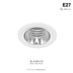TSP-SL-6-SW-518 โคมดาวไลท์  ฝังฝ้า 3.5" กลม ขาว E27 รีเฟล็กซ์ลายเพชร IP20