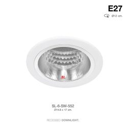 TSP-SL-6-SW-552 โคมดาวไลท์ 4" (14.8cm) ฝังฝ้า กลม ขาว E27 รีเฟล็กซ์ลายเพชร IP20