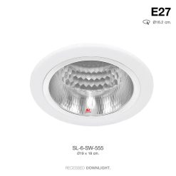TSP-SL-6-SW-555 โคมดาวไลท์ ฝังฝ้า 19cm. ขอบขาว รีเฟล็กซ์ลายเพชร