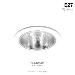 TSP-SL-6-SW-625 โคมดาวไลท์ ฝังฝ้า กลม 18cm. ขอบขาว