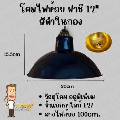 โคมไฟฝาชี12นิ้วสีดำในทองขั้วE27TSP