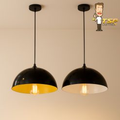 โคมไฟห้อยฝาชี 12 นิ้วสีดำข้างในสีขาวTSP