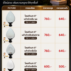 โคมไฟหัวเสาแก้วบัวกลีบพ่นทรายสีใสสีนมTSP
